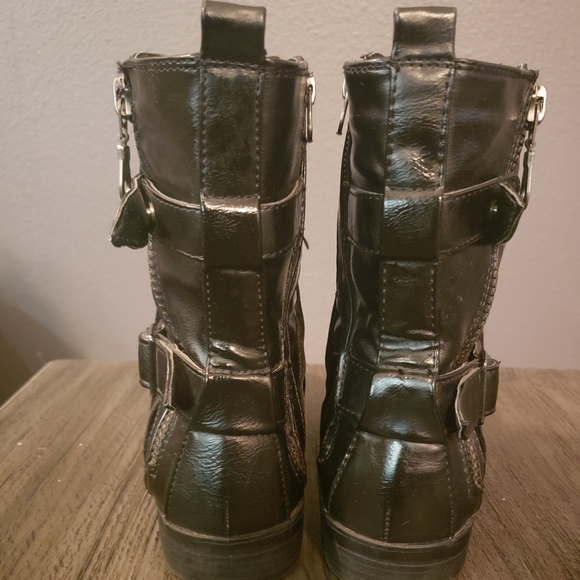faux leather biker boots